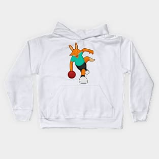 Fox at Bowling with Bowling ball Kids Hoodie